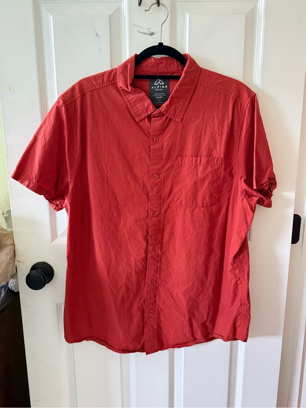 Alpine Design Coral-Red Short Sleeve Button-Down Shirt